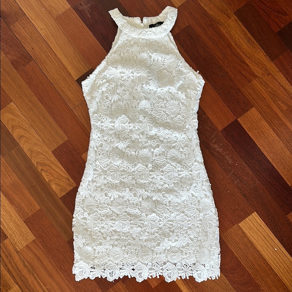Lulu's White Halter Sheath Dress